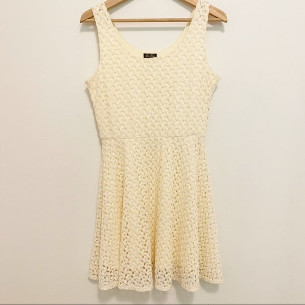 Lily Rose Crochet Scoop Neck Sleeveless Mini Dress